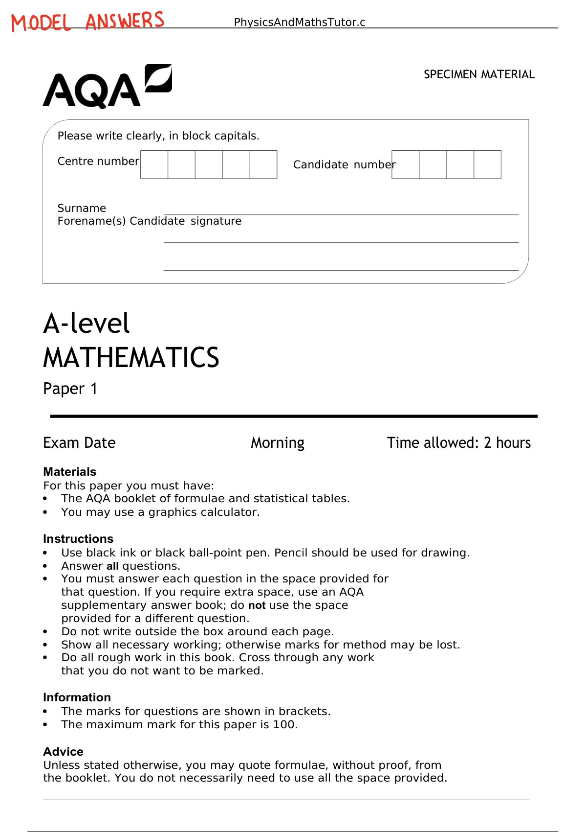 Aqa A Level Mathematics Paper Questions Answers Update Rated