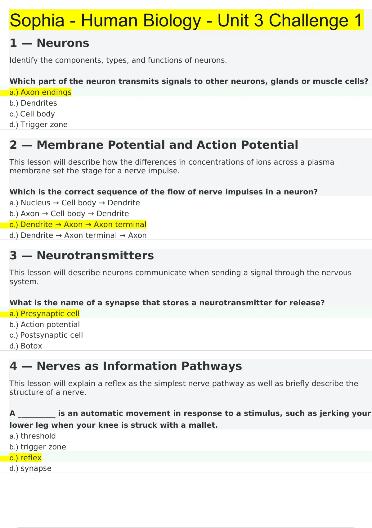 Sophia Human Biology Unit 3 Challenge 1 SOPHIA PATHWAY Stuvia US