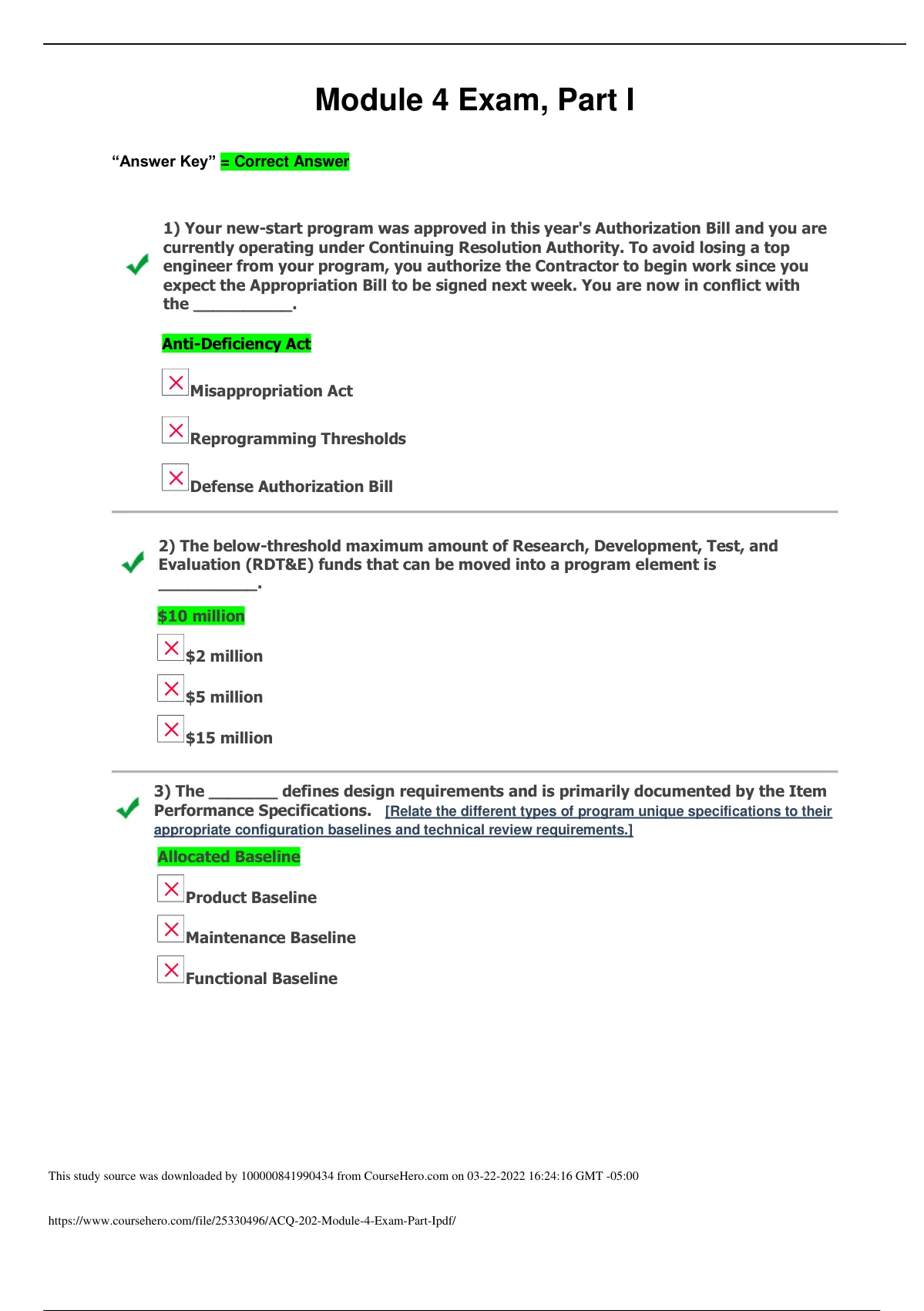 ACQ 202 Module 4 Exam Part I Complete Solutions With Questions And