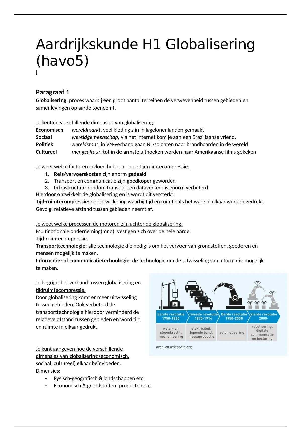 Samenvatting Leerdoelen Aardrijkskunde Hoofdstuk 1 Wereld