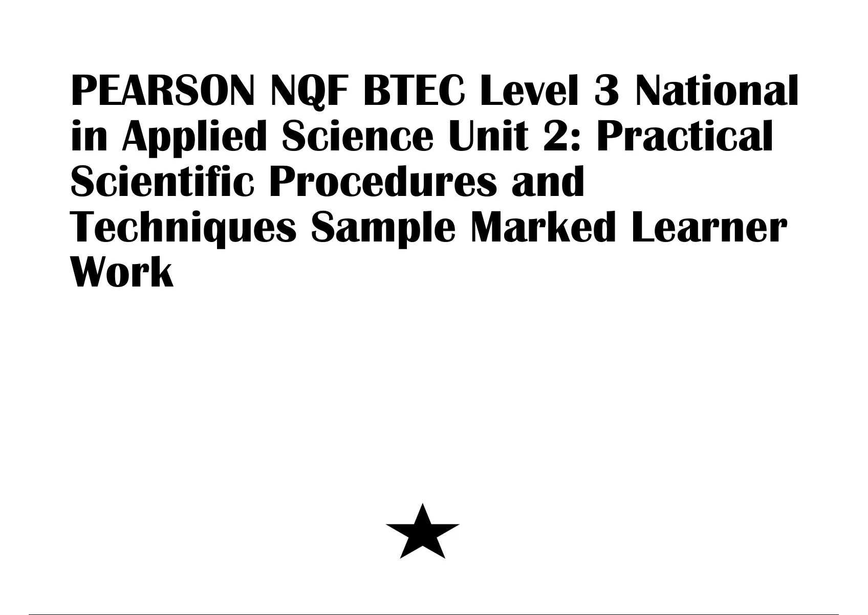 Pearson Nqf Btec Level National In Applied Science Unit Practical