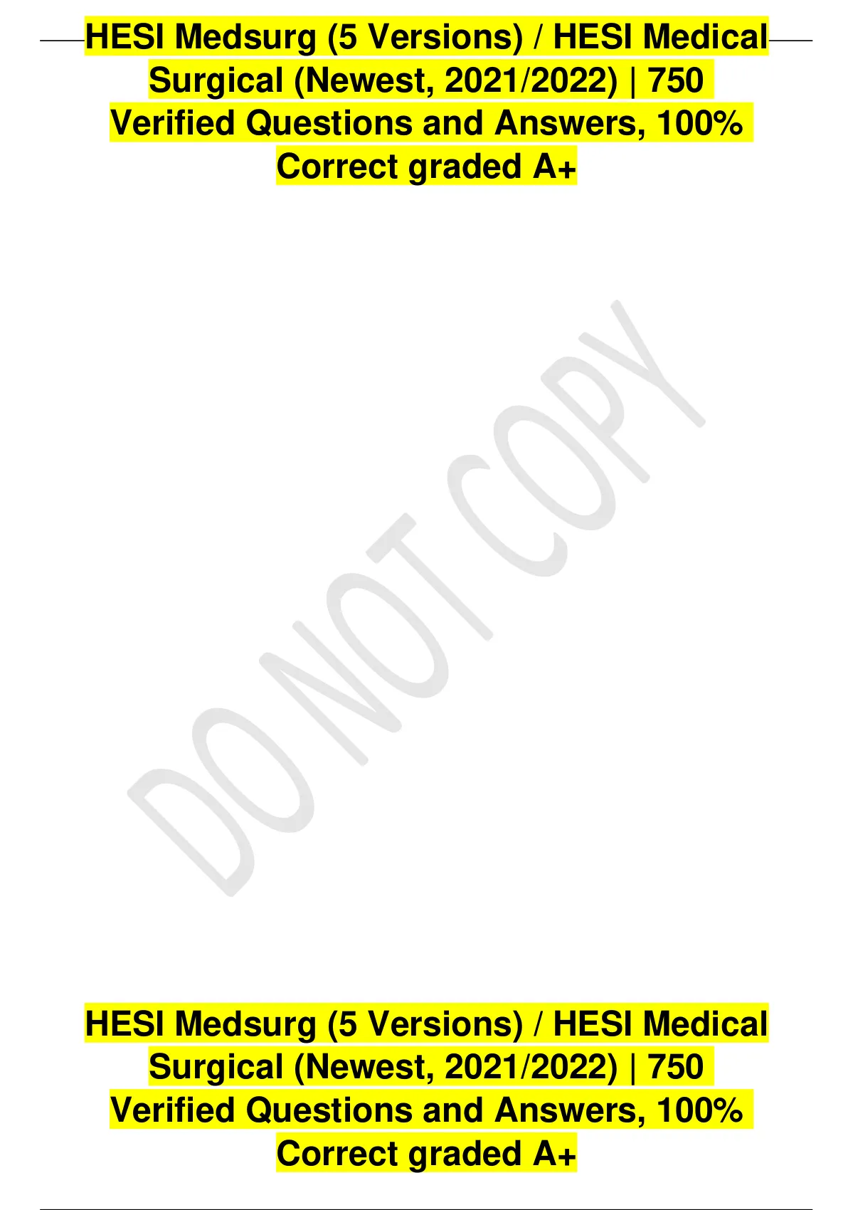 HESI Medsurg 5 Versions HESI Medical Surgical Newest 2021 2022