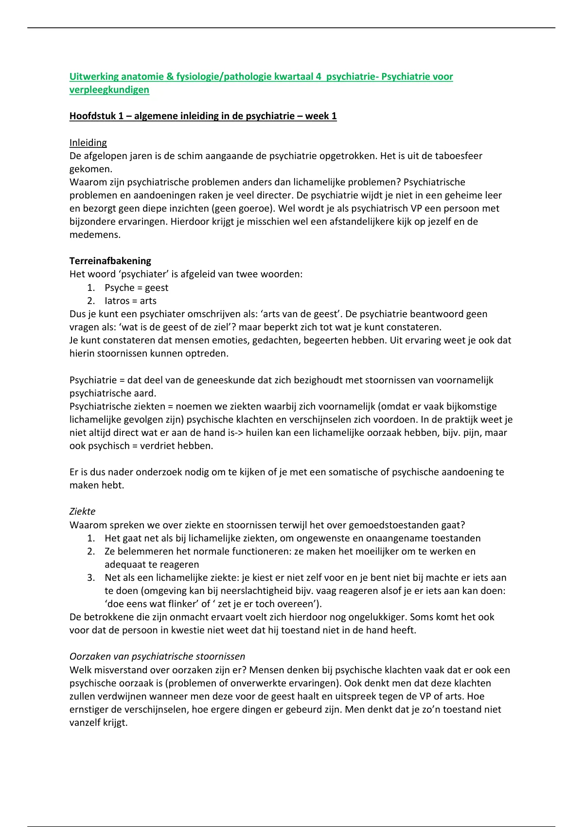 Samenvatting Uitwerking Week 1 5 Anatomie Fysiologie Pathologie