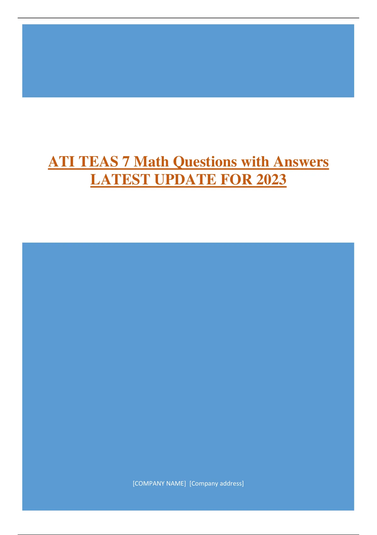 ATI TEAS 7 Math Questions Answers Scored A LATEST UPDATE 2023