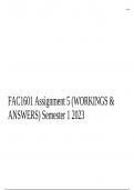 FAC1601 Assignment 5 (WORKINGS & ANSWERS)