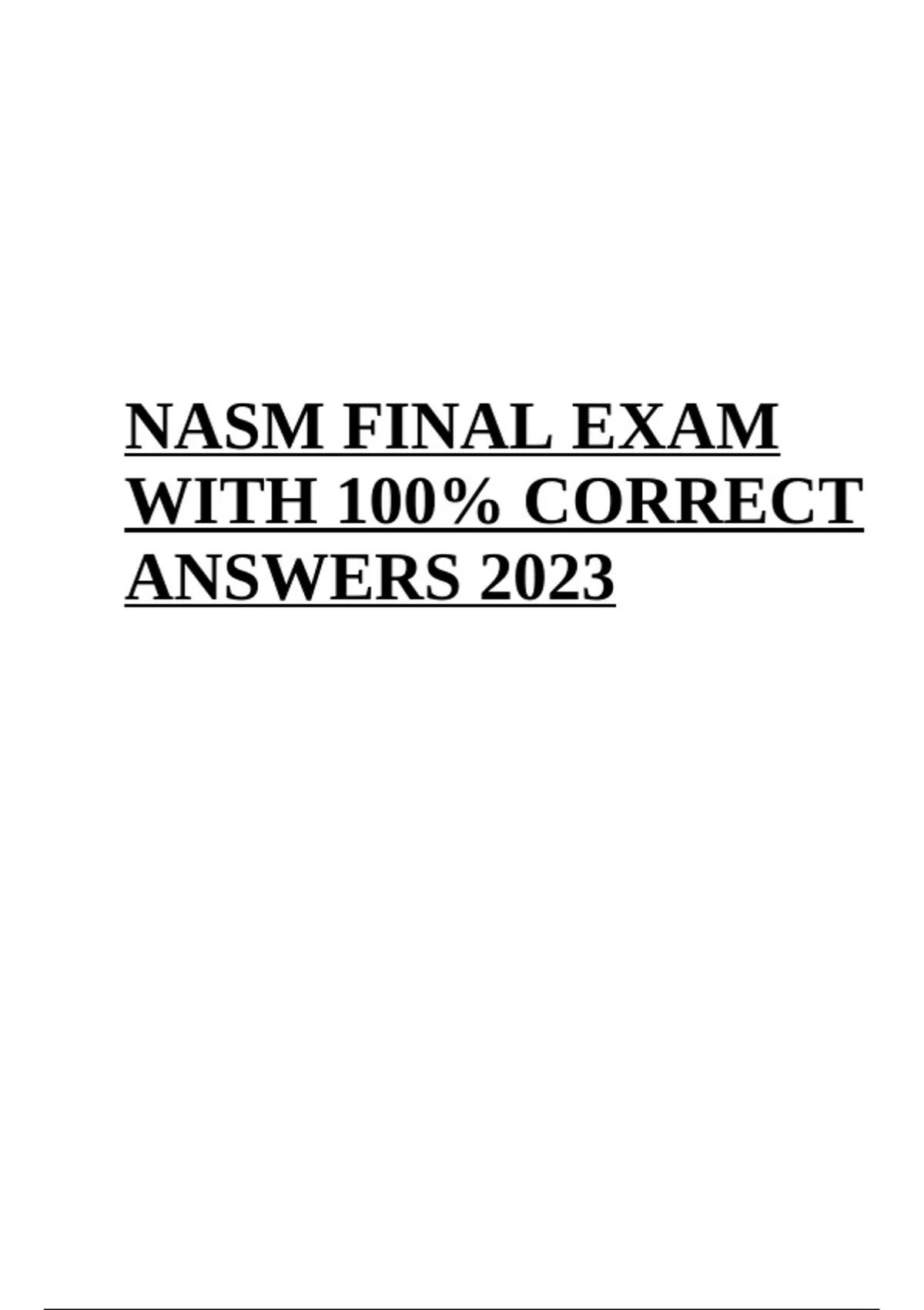 Nasm Cnc Final Exam Questionswith Correct Answers Latest