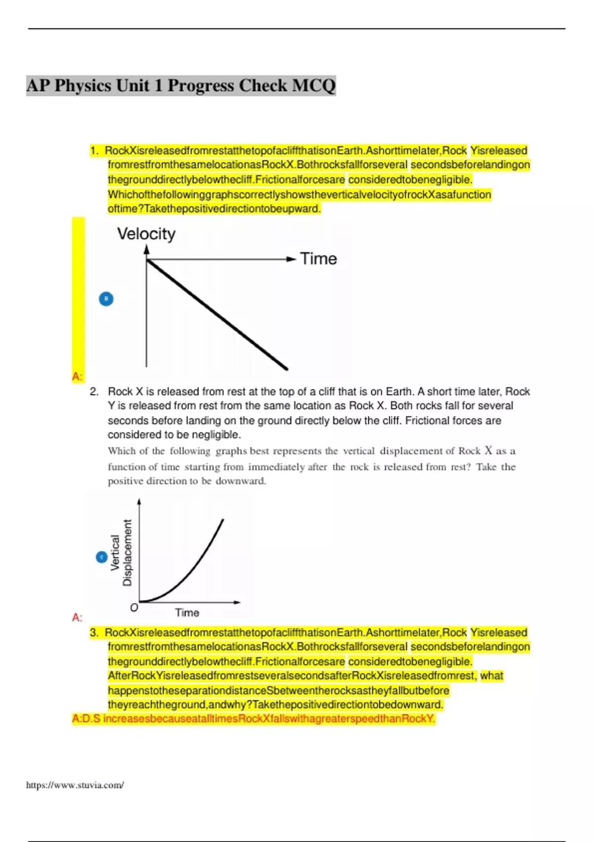 Ap Physics Unit Progress Check Mcq General Stuvia Us