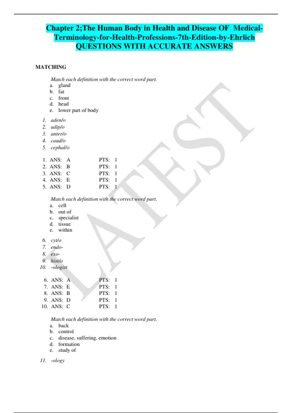 Chapter The Human Body In Health And Disease Of Medical Terminology