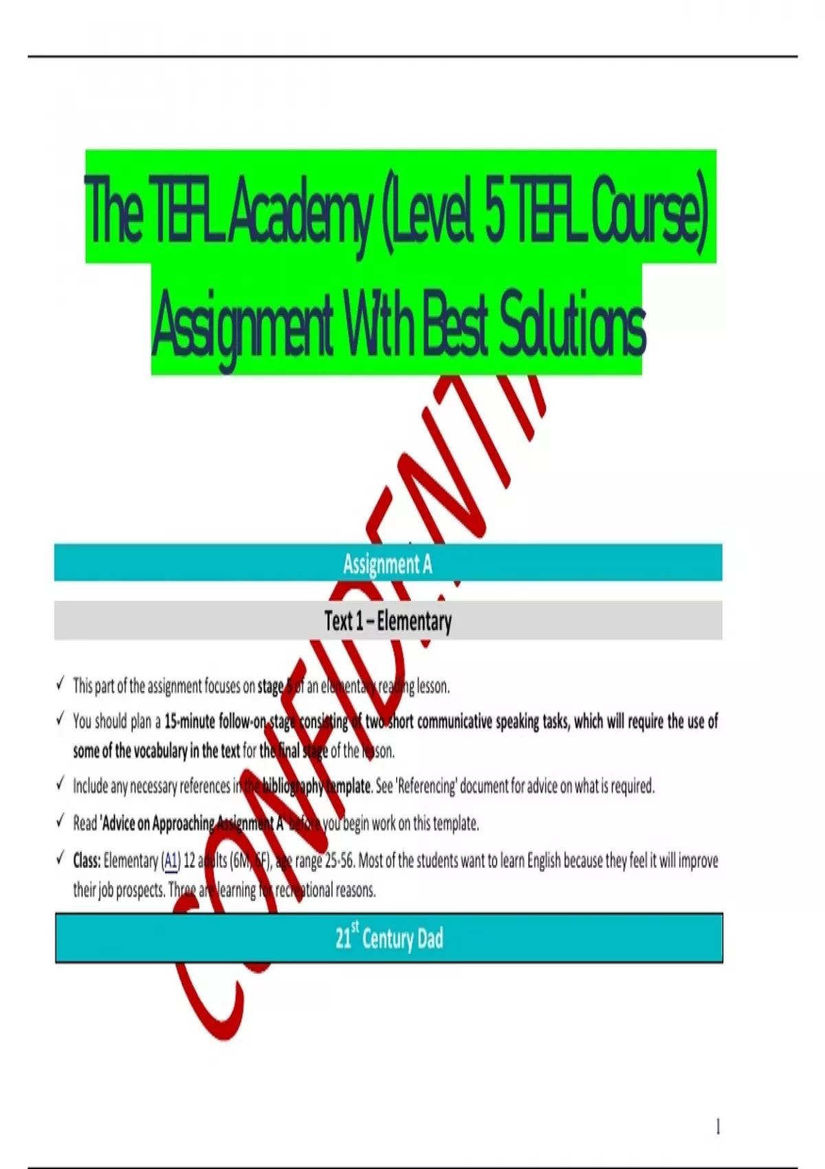 The TEFL Academy Level 5 TEFL Course Assignment With Best Solutions