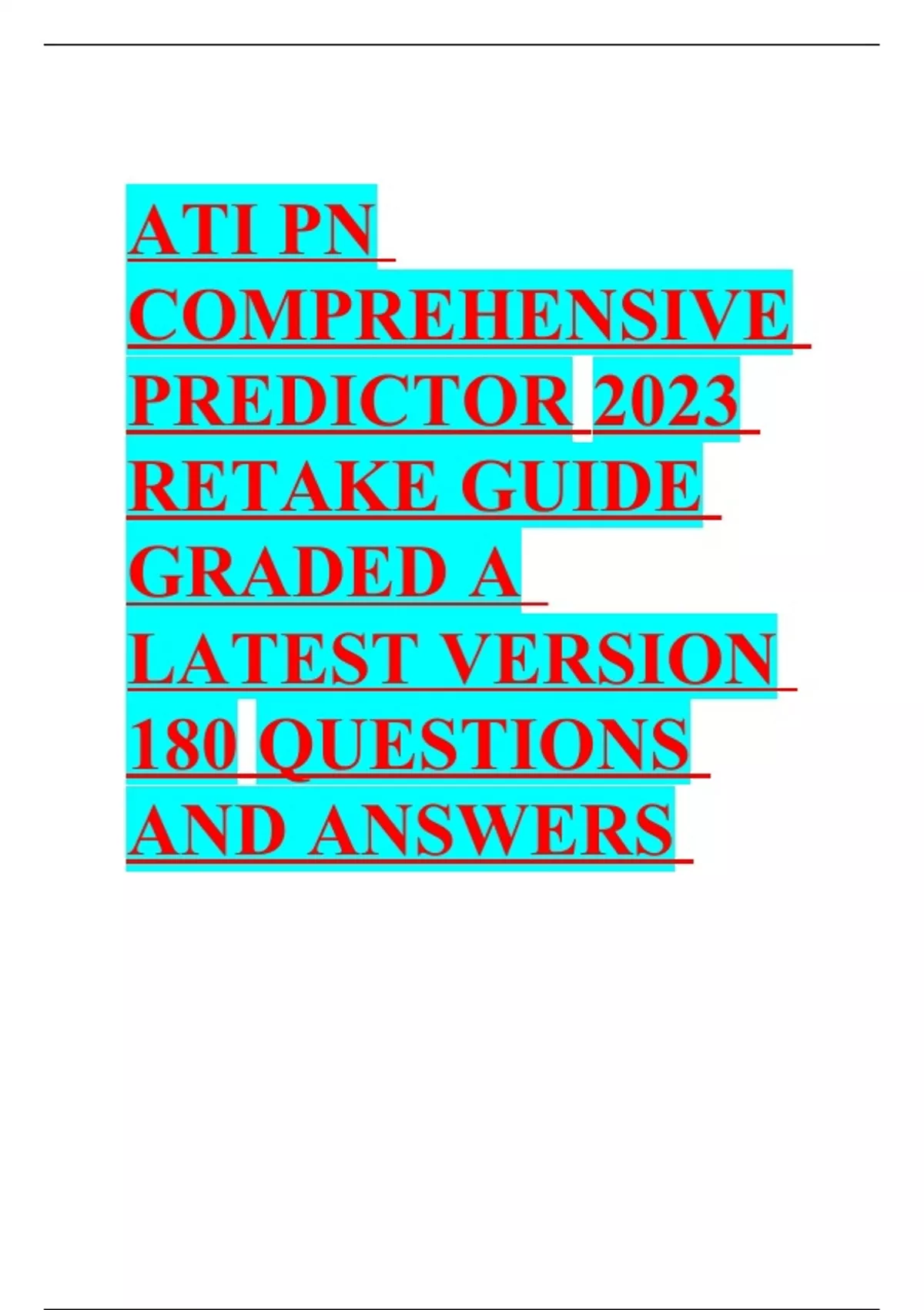 Ati Pn Comprehensive Predictor Retake Guide Questions And Answers