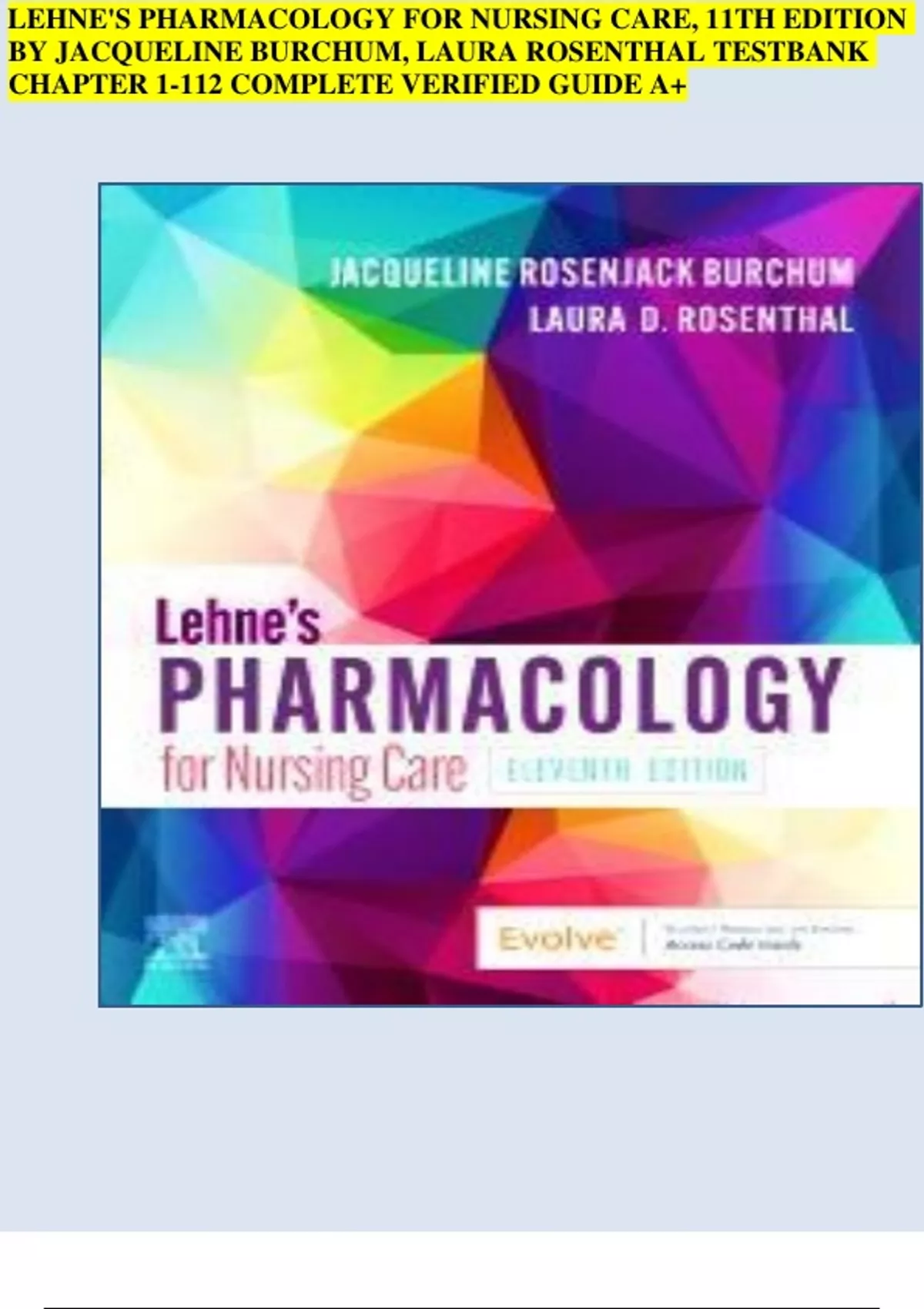 Lehne S Pharmacology For Nursing Care Th Edition By Jacqueline