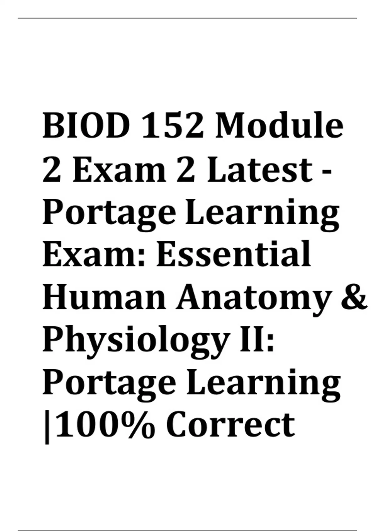 BIOD 152 Module 2 Exam 2 Latest Portage Learning Exam Essential