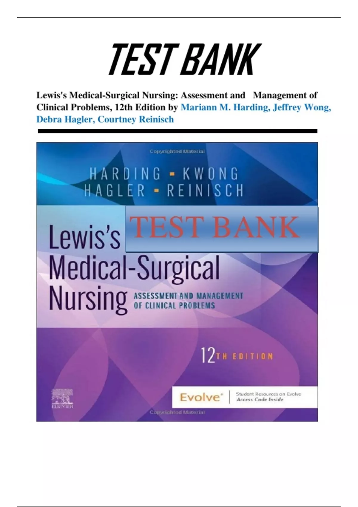 Test Bank For Lewis S Medical Surgical Nursing Th Edition By Mariann