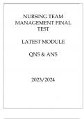 Nursing Team Management Final Test Latest Module Qns Ans Nursing