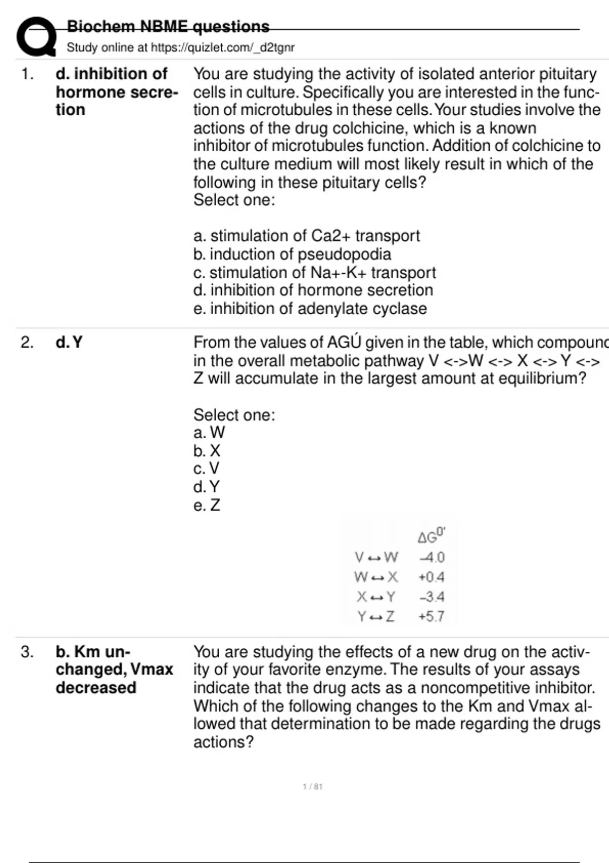 Biochem Nbme Questions With Complete Solutions Graded A Biochem Nbme