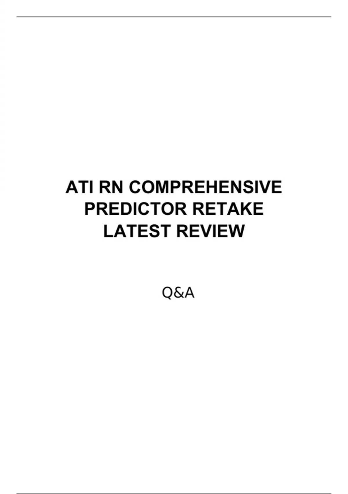 Ati Rn Comprehensive Predictor Retake Questions And Answers