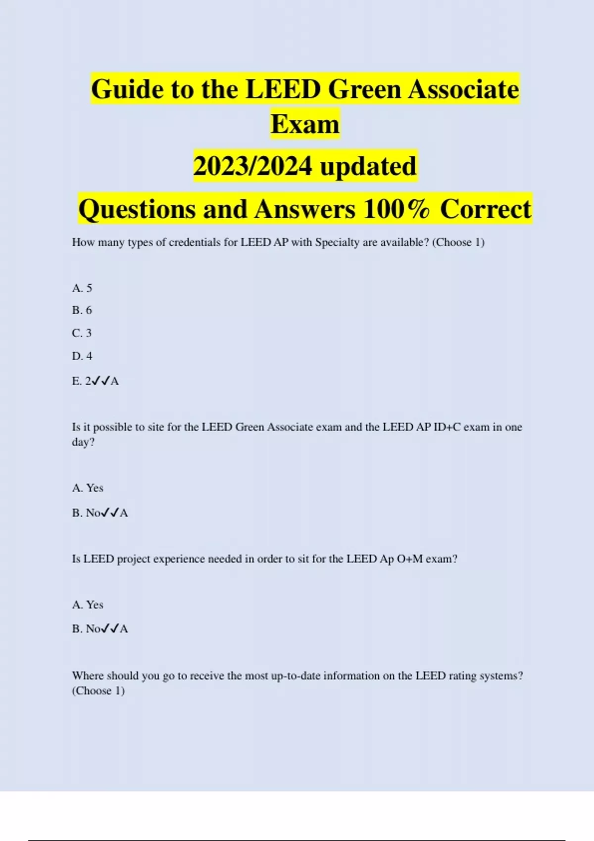 Guide To The Leed Green Associate Exam Updated Questions And