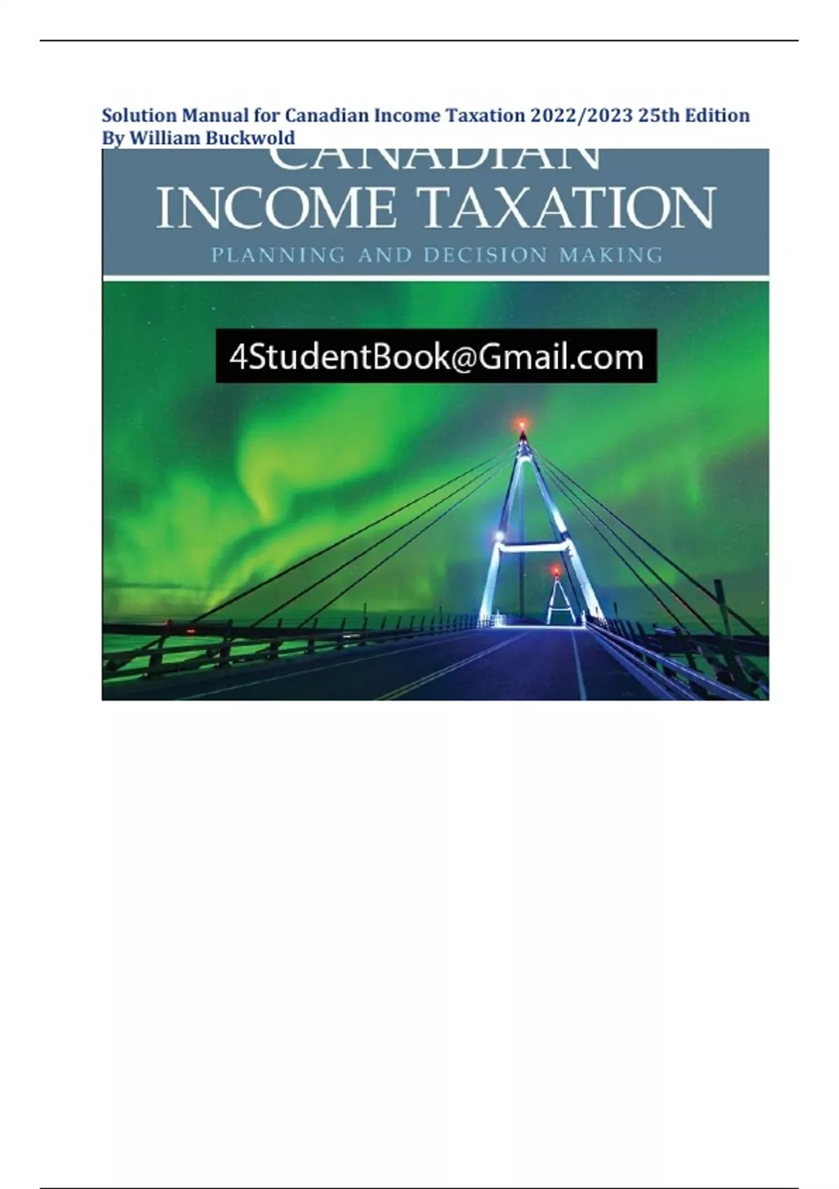 Solution Manual For Canadian Income Taxation Th Edition By