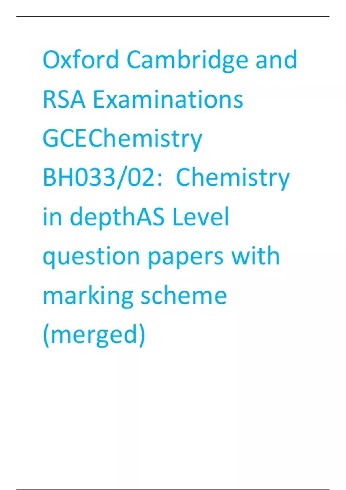 Oxford Cambridge And RSA Examinations GCEChemistry BH033 02 Chemistry