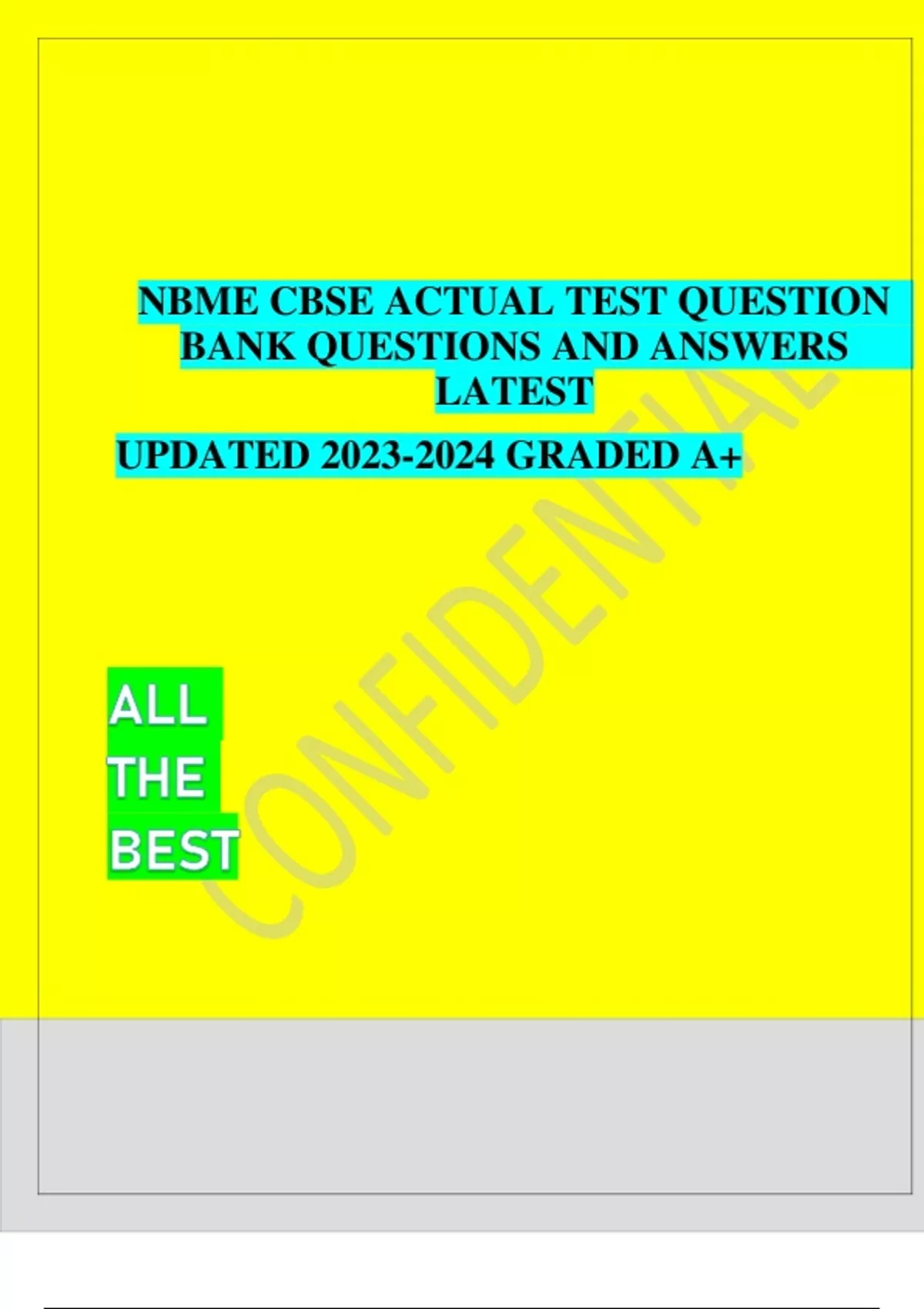 NBME CBSE ACTUAL TEST QUESTIONS AND ANSWERS Quiz Bank With All The