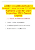 Ati Rn Mental Health Proctored Exam Latest Versions