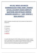 Nr Nr Advanced Pharmacology Final Exam Newest Actual Accurate