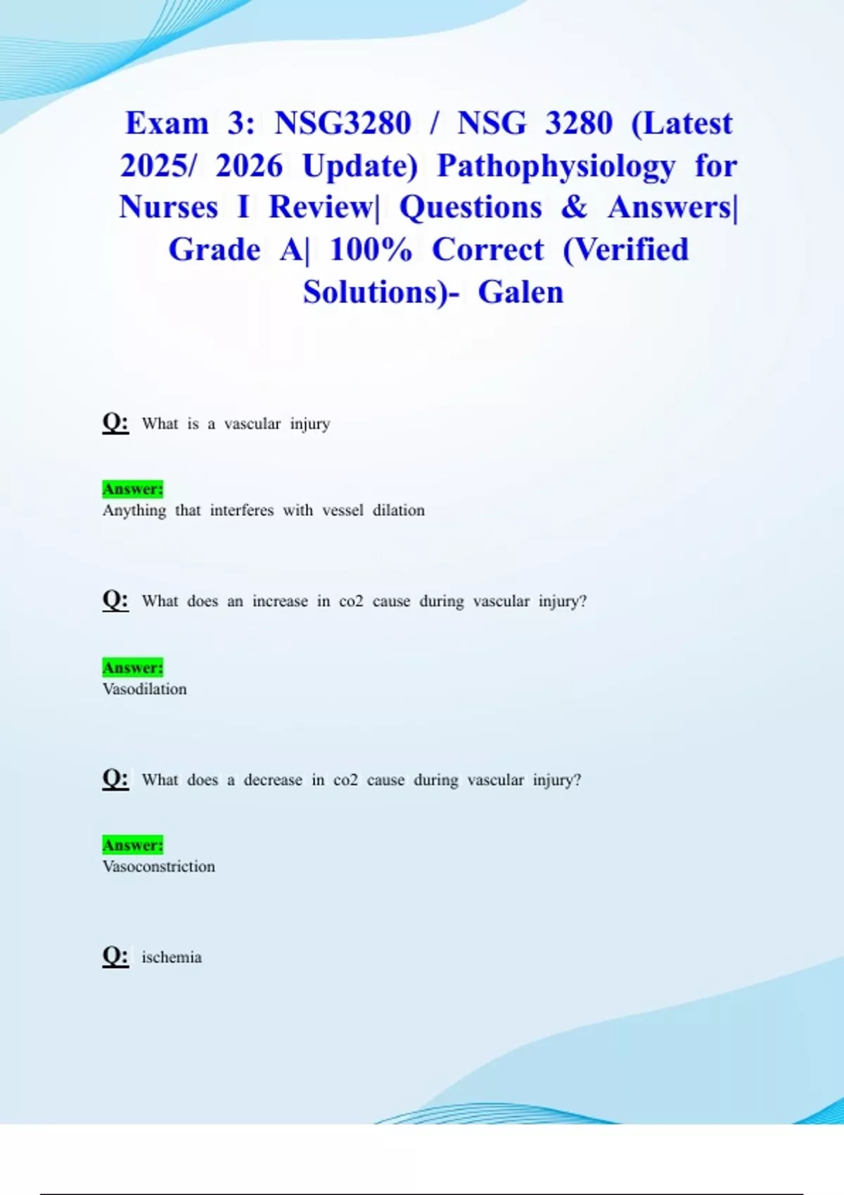 Exam Nsg Nsg Latest Update Pathophysiology