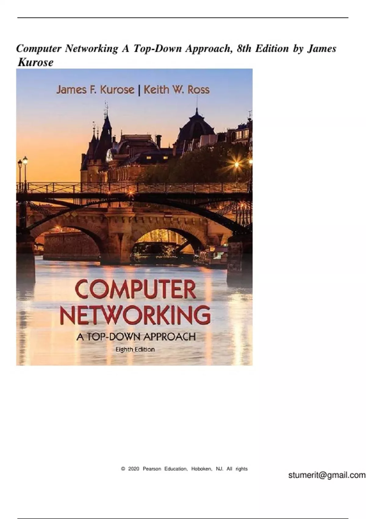 Solution Manual For Computer Networking A Top Down Approach Th