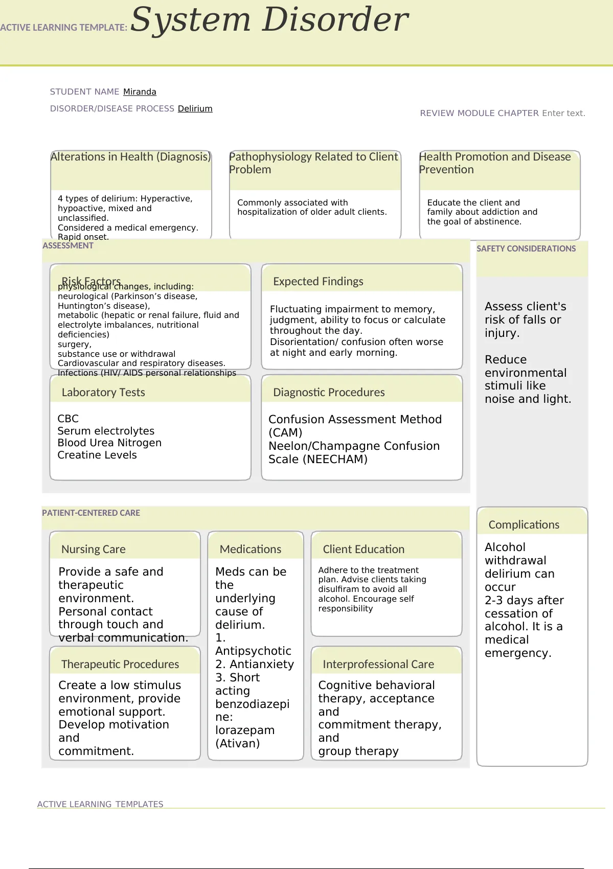 ATI System Disorder Template delirium tremens_UPDATED 2022/2023 ATI