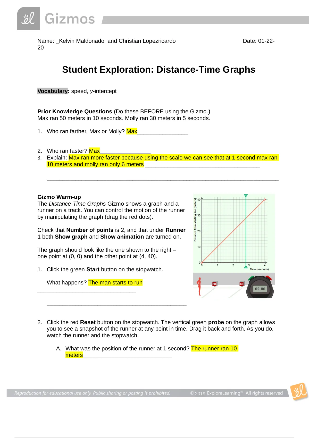 Student Exploration_ Distance-Time and Velocity-Time Graphs Gizmo, Assignments Physics