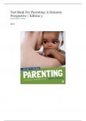 TEST BANK FOR PARENTING A DYNAMIC PERSPECTIVE, 3RD EDITION, GEORGE W. HOLDEN