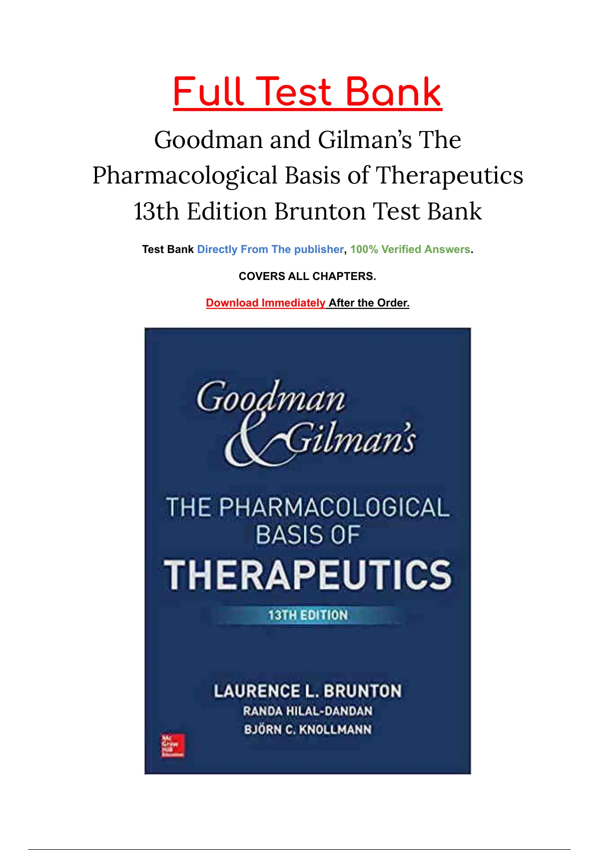 Goodman and Gilman's The Pharmacological Basis of Therapeutics