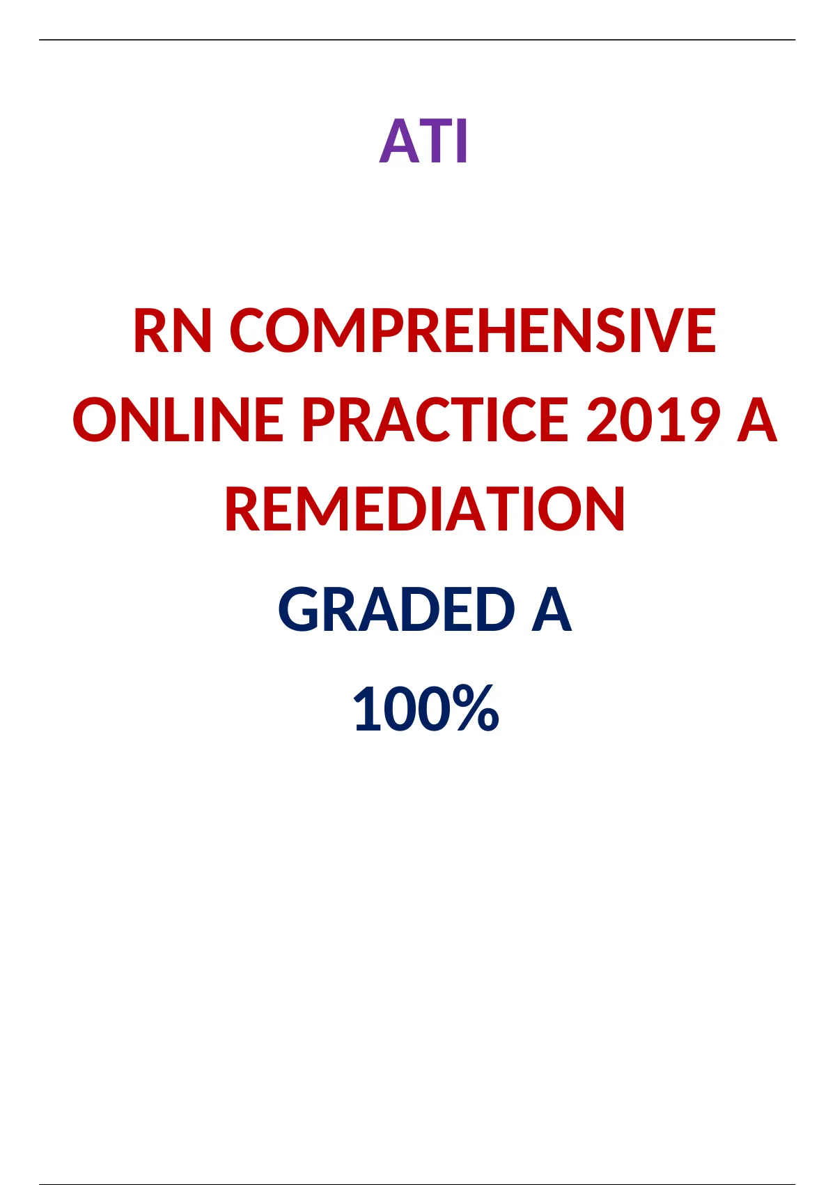 RN COMPREHENSIVE ONLINE PRACTICE 2019 A REMEDIATION / ATI RN