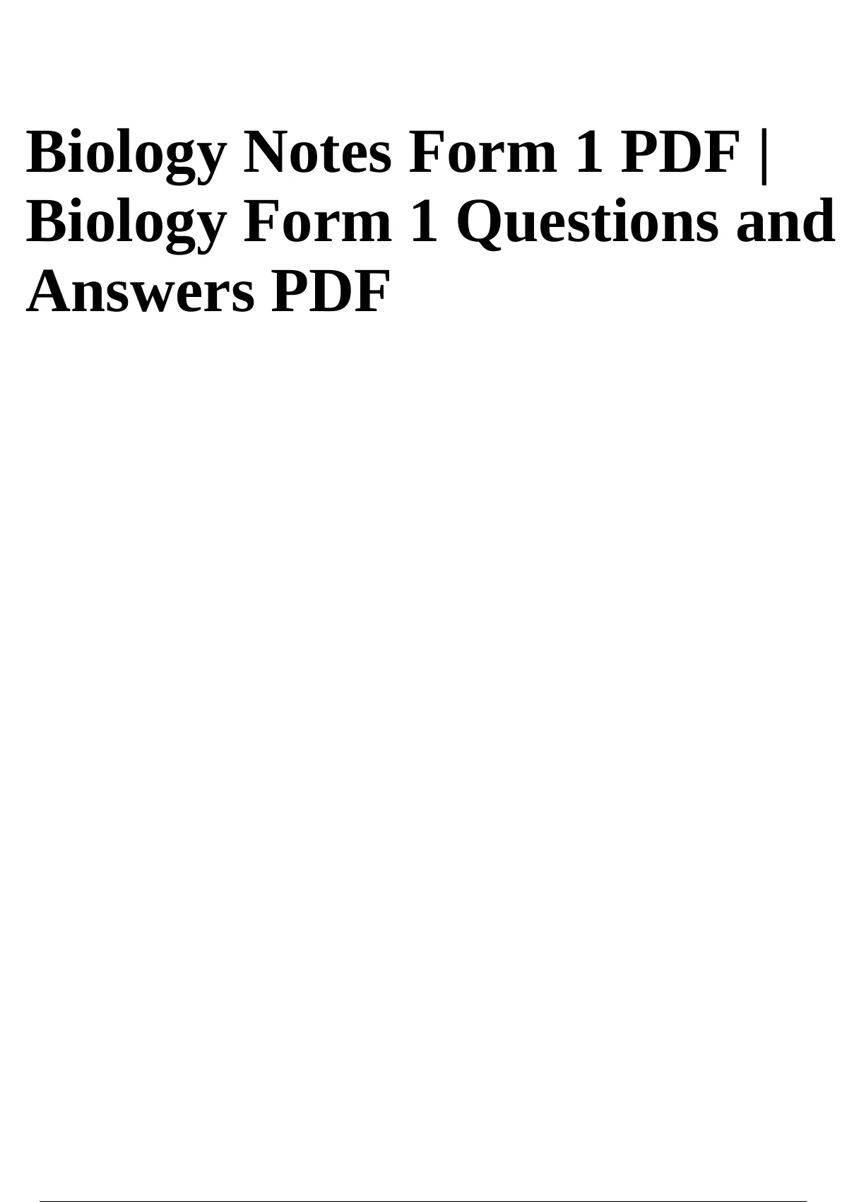 Summary Biology Notes Form 1 PDF | Biology Form 1 Questions and Answers ...