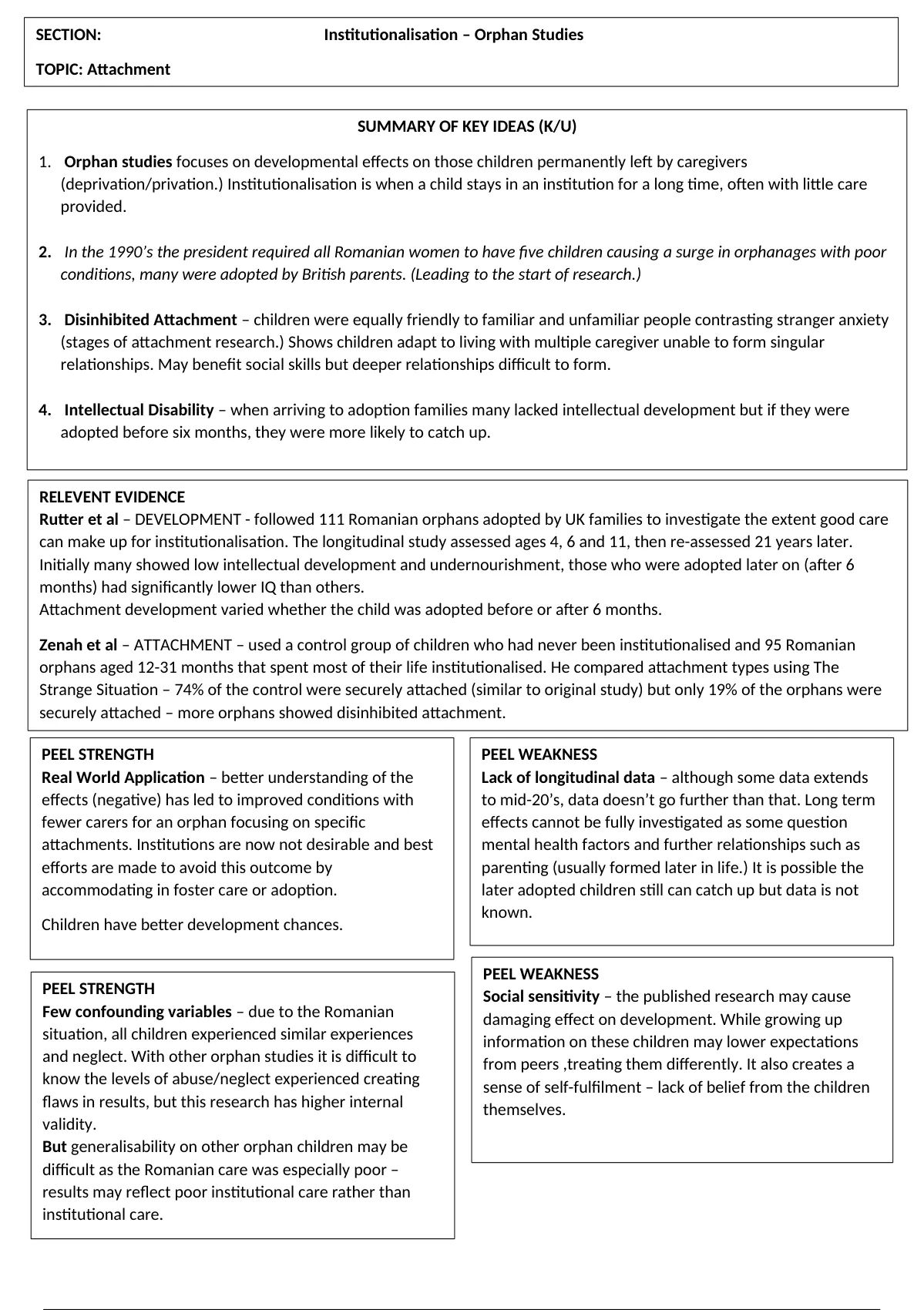 Summary Psychology 16 Marker Revision - Romanian Orphan Studies ...