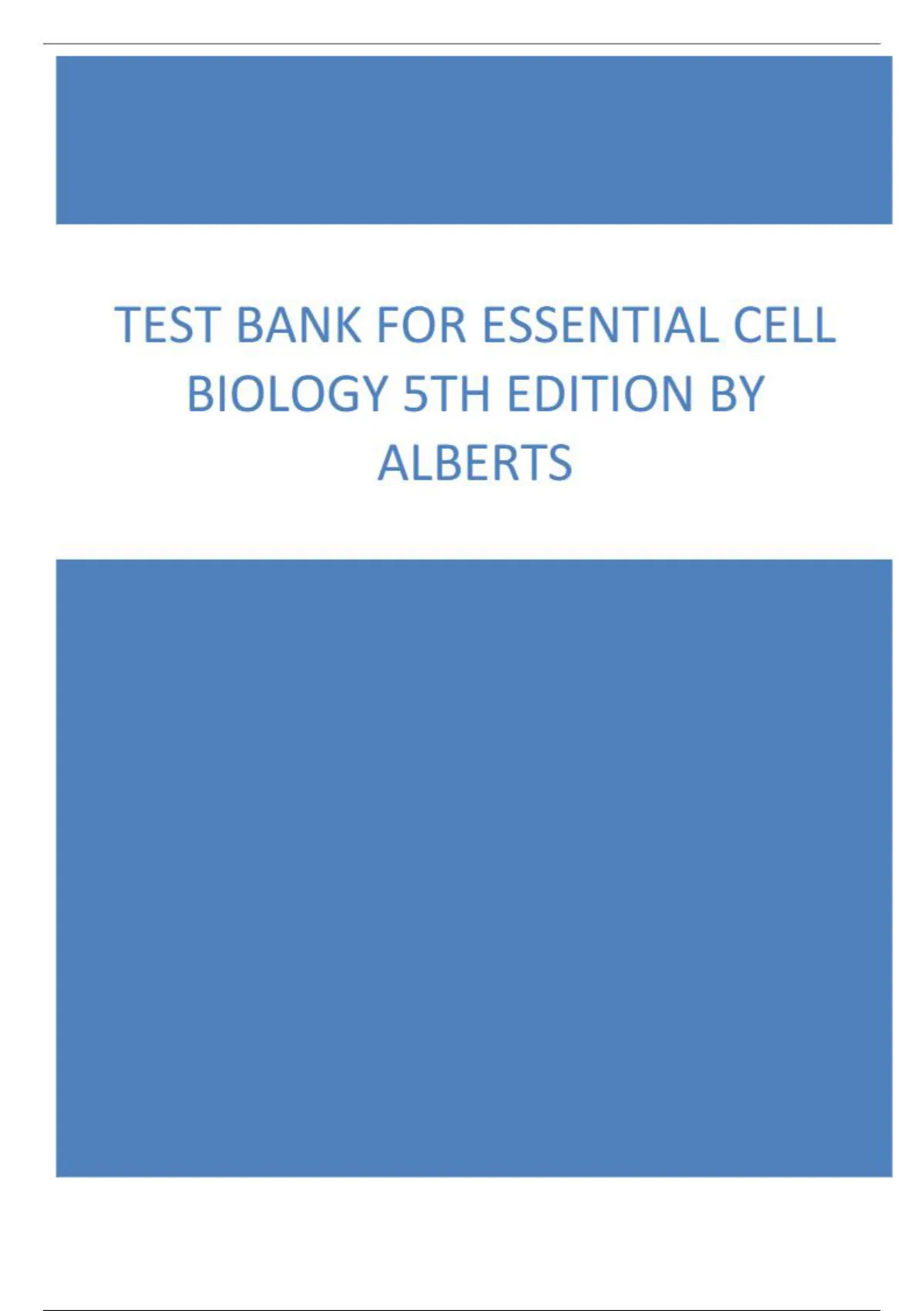 Test Bank For Essential Cell Biology 5th Edition By Alberts Updated ...