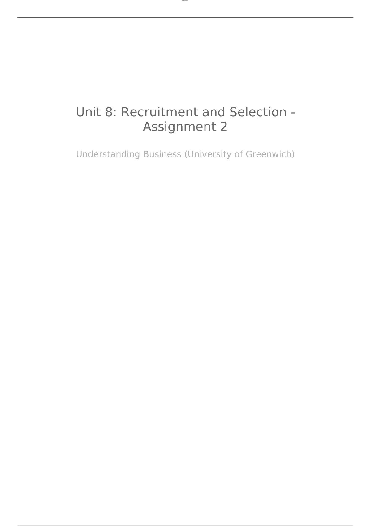 unit 8 recruitment and selection assignment 2