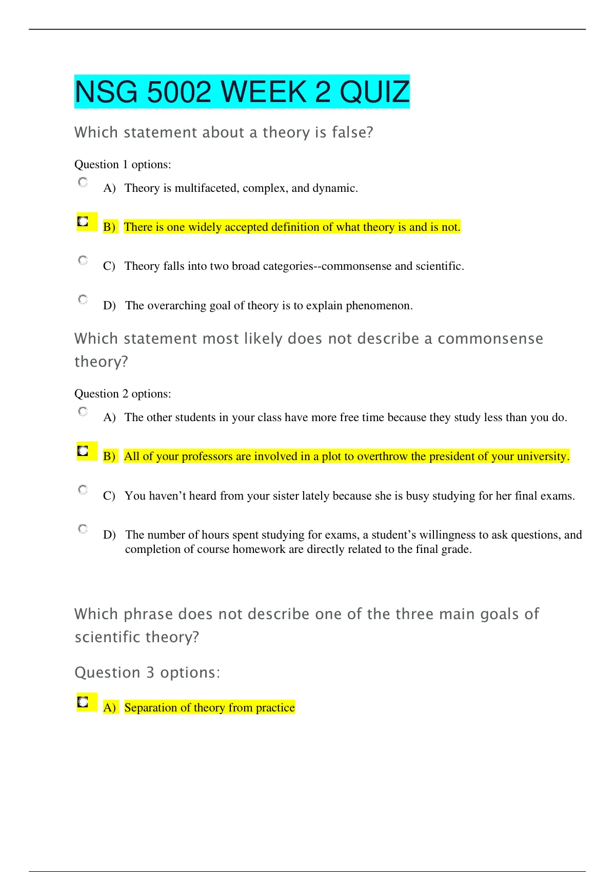 NSG 5002 WEEK 2 QUIZ - NSG 5002 - Stuvia US