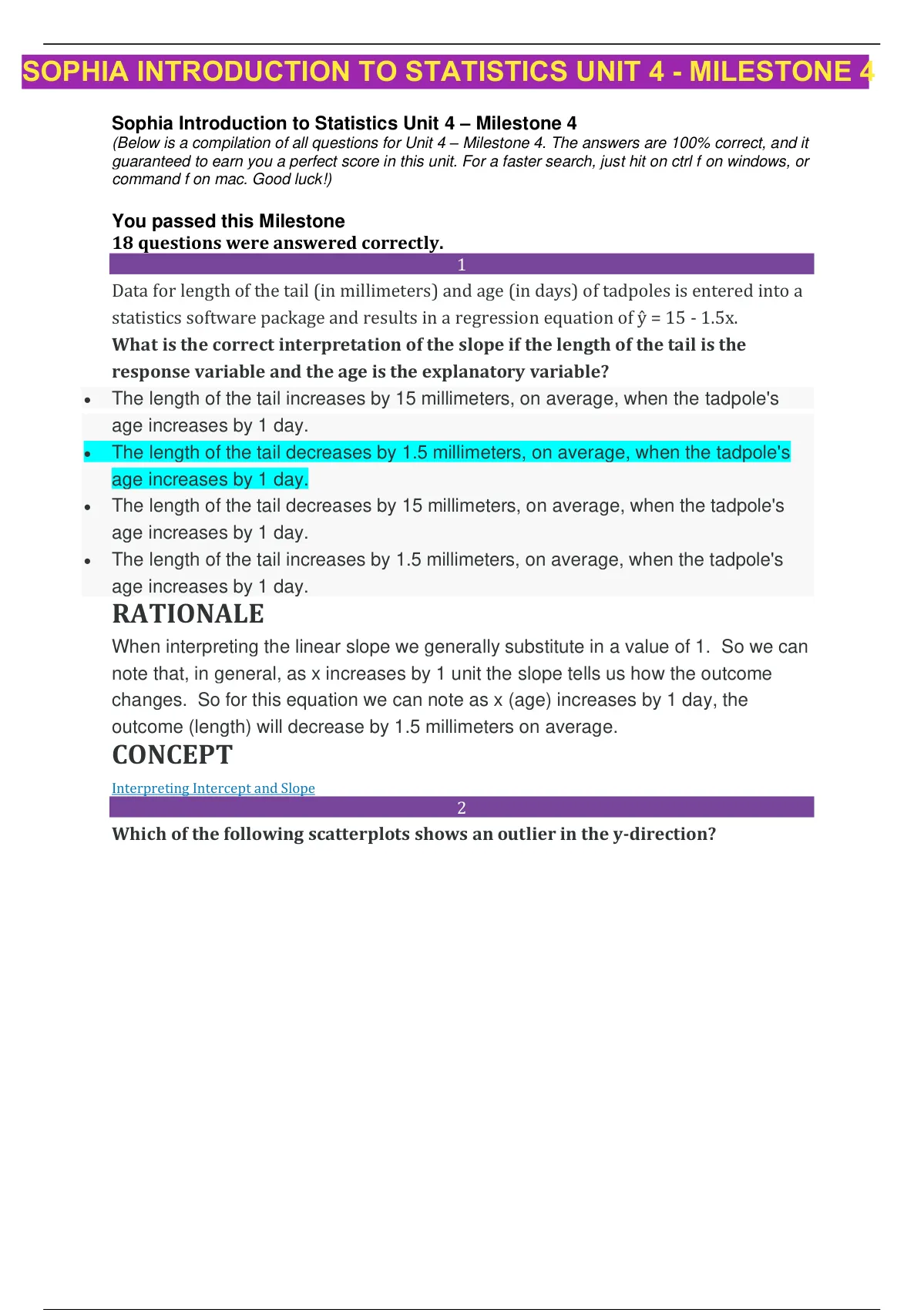 Sophia Introduction To Statistics Unit 4 Pdf Introduction To