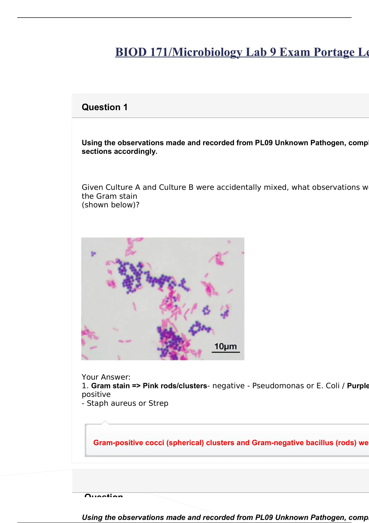 BIOD 171/Microbiology Lab 9 Exam Portage Learning - BIOD 171 - Stuvia US