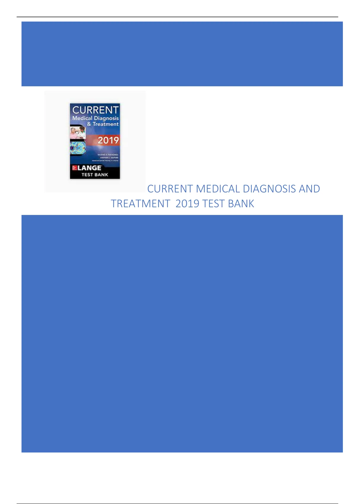 Current Medical Diagnosis & Treatment 2019 By Maxine A Papadakis ...