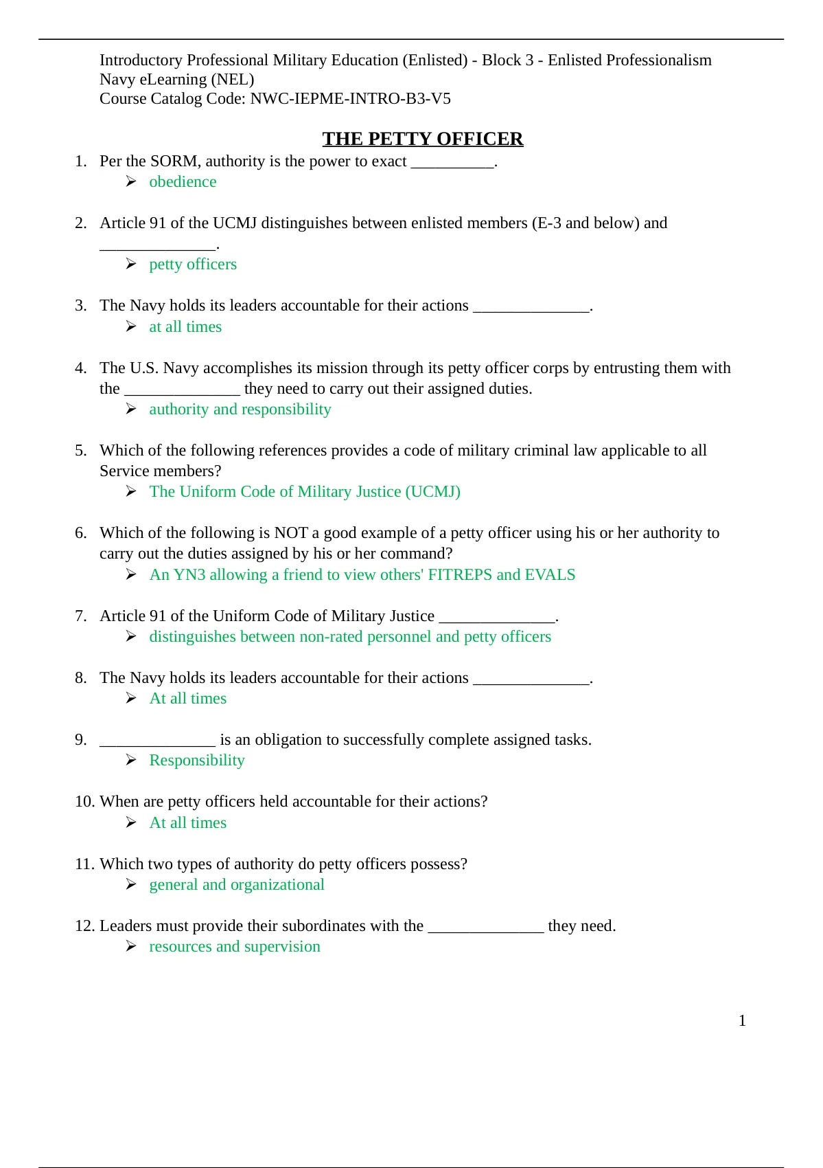 IPME Block 3 / IPME 101 Block 3 - Enlisted Professionalism Navy ...