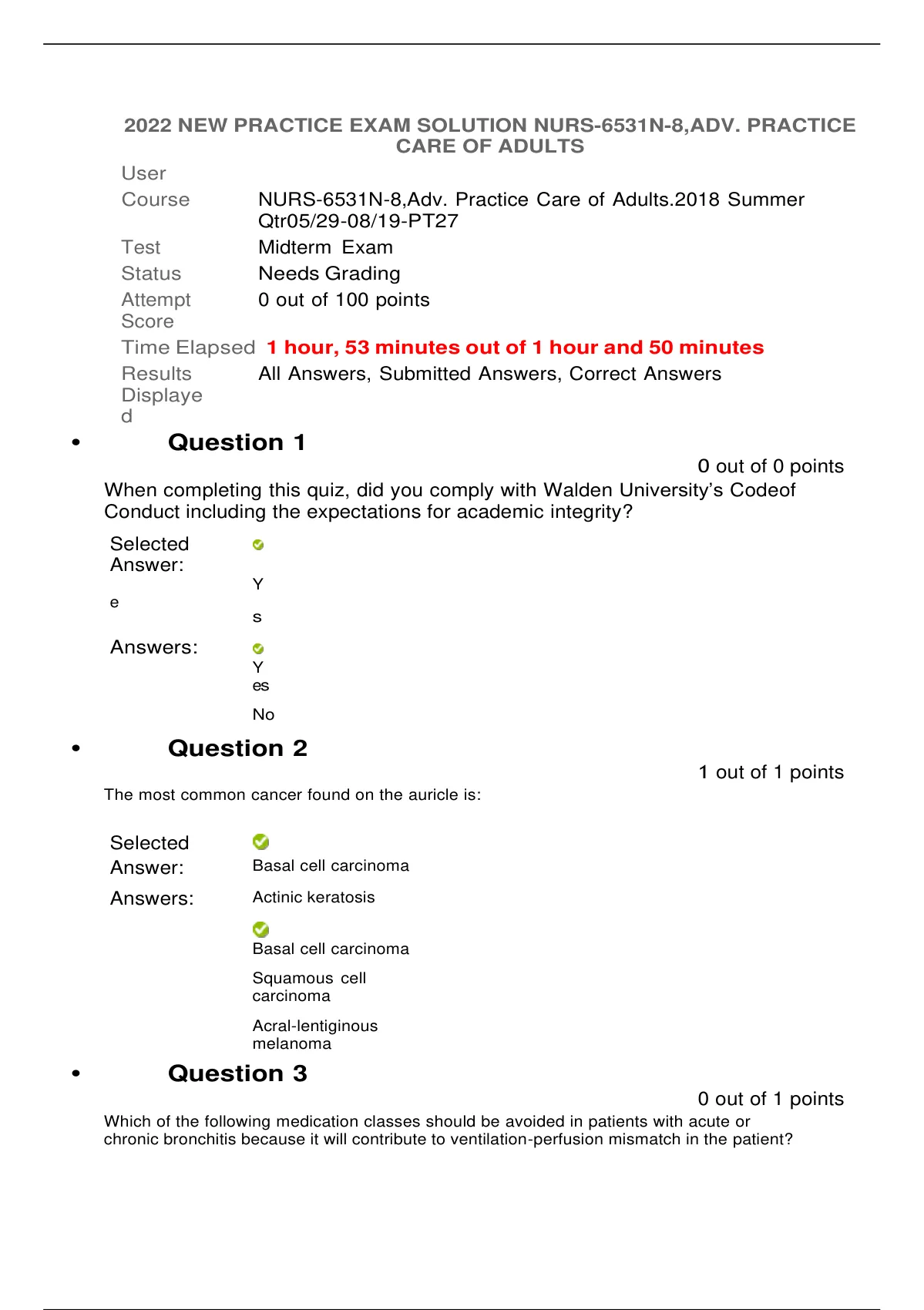 2022 NEW PRACTICE EXAM SOLUTION NURS-6531N-8,ADV. PRACTICE CARE OF ...