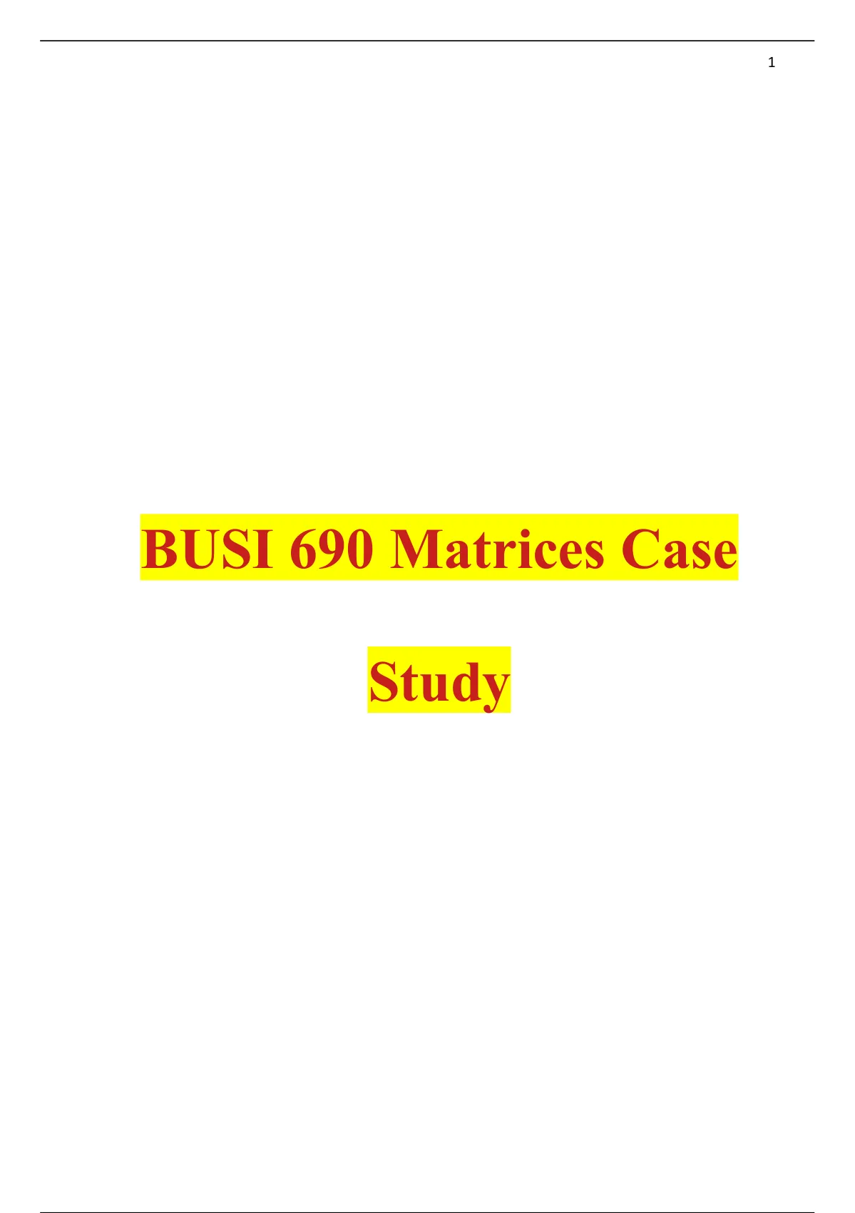 case study matrices assignment busi 690