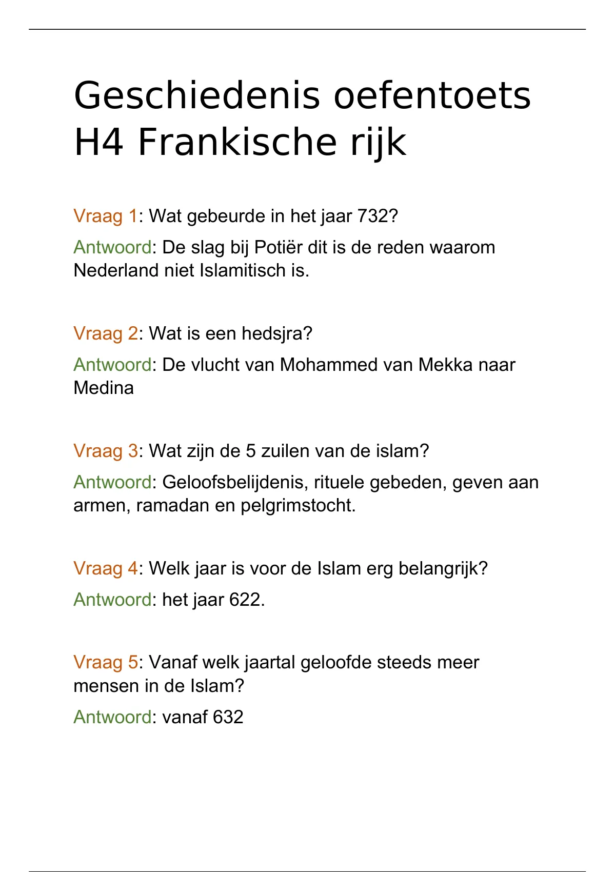 Geschiedenis Feniks Oefentoets H4 Frankische Rijk 1 Havovwo Geschiedenis Stuvia Nl 