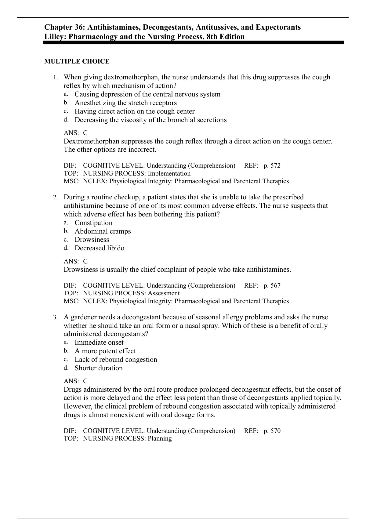 Chapter 36: Antihistamines, Decongestants, Antitussives, And ...