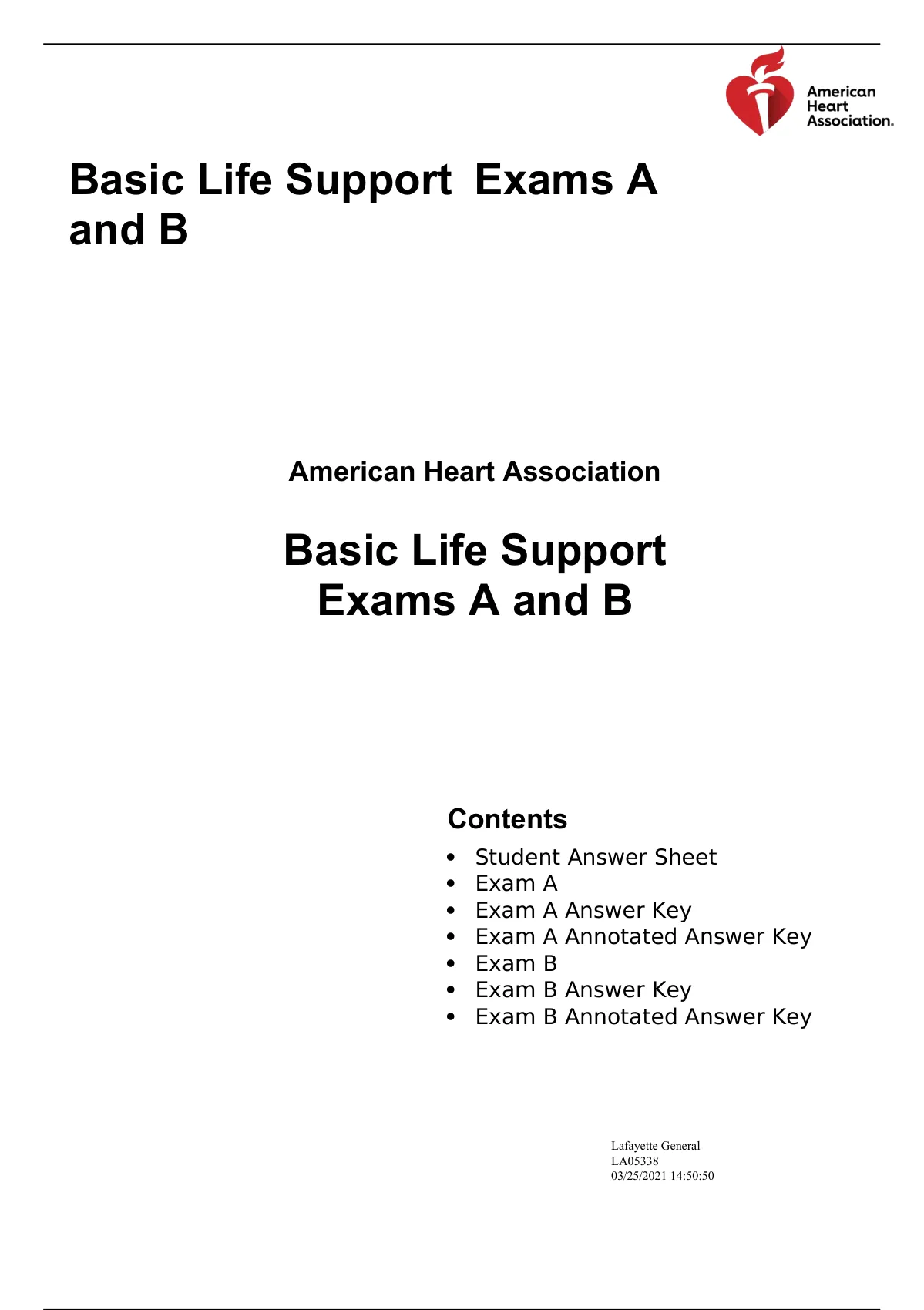 (solution) Basic Life Support Exams A And B| Contains • Student Answer ...