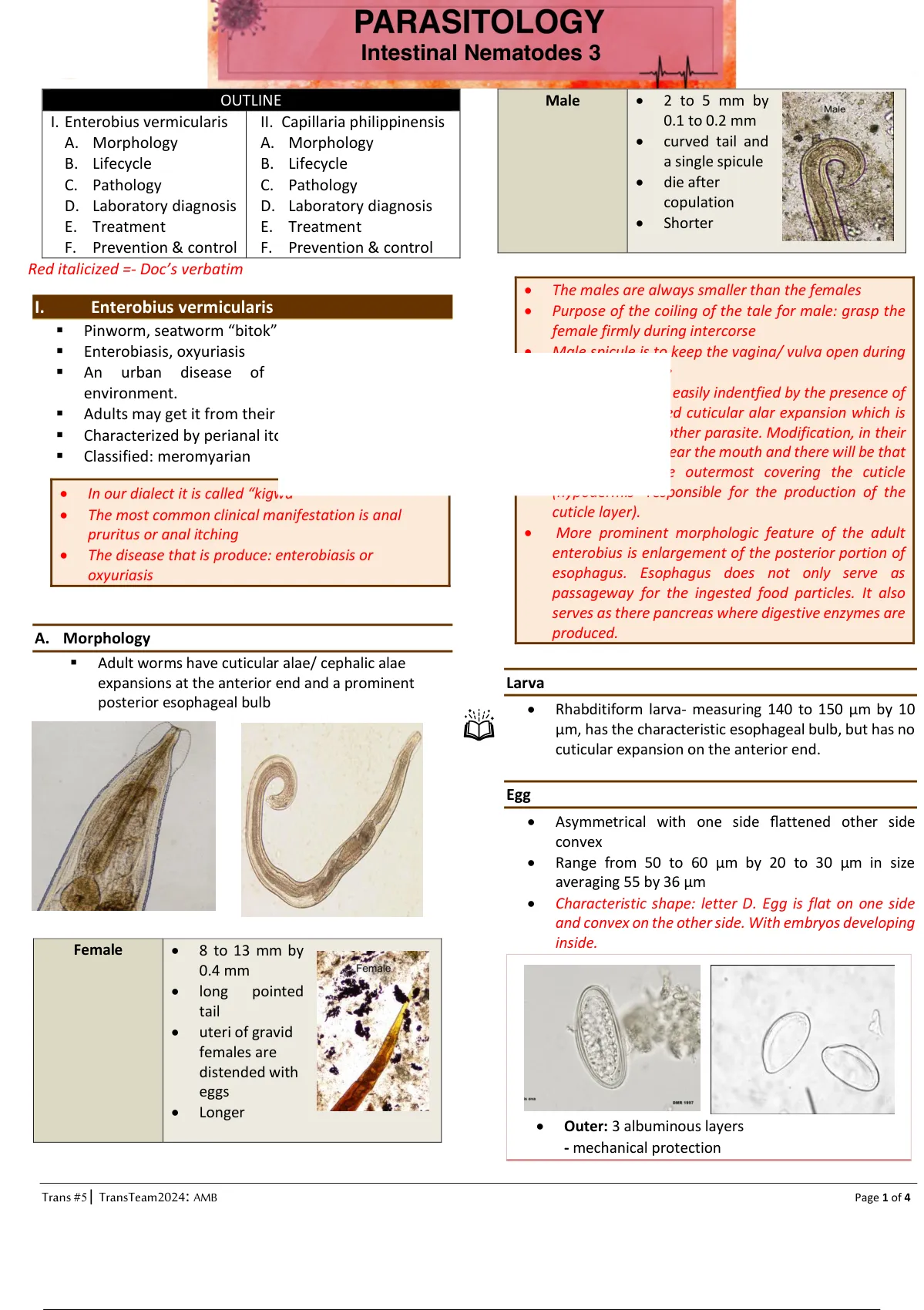 Parasitology Notes Parasitology Parasitology Stuvia Us