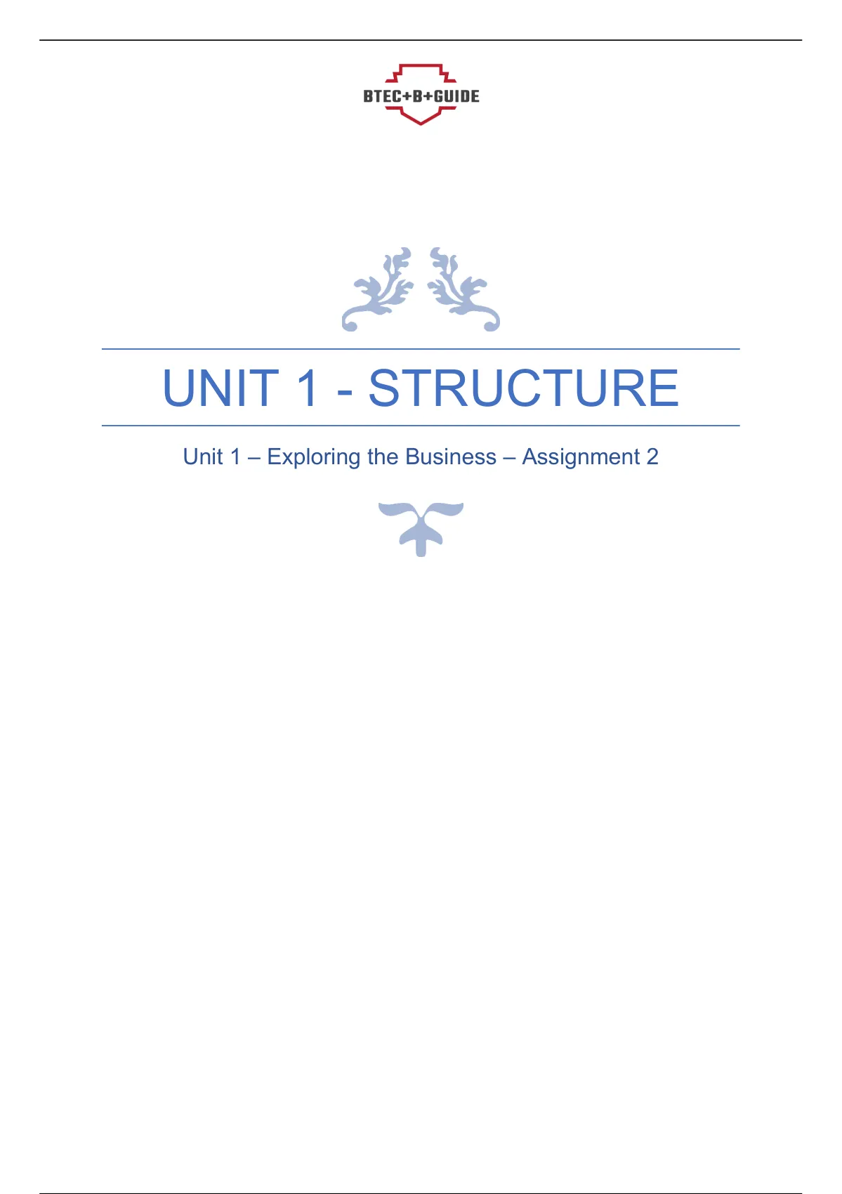 BTEC Business - Unit 1 - Exploring The Business - Assignment 2 ...