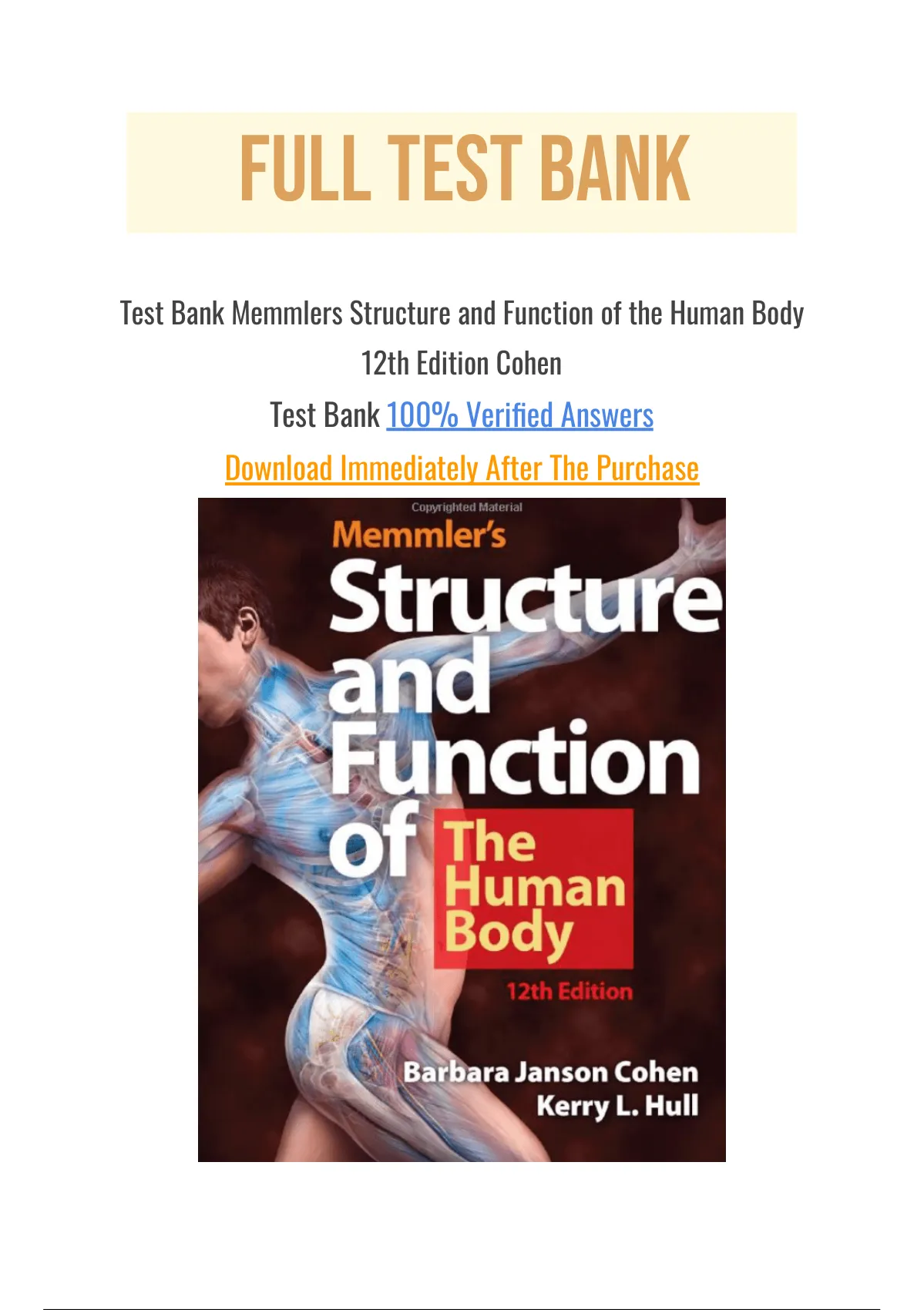 Test Bank Memmlers Structure and Function of the Human Body 12th ...